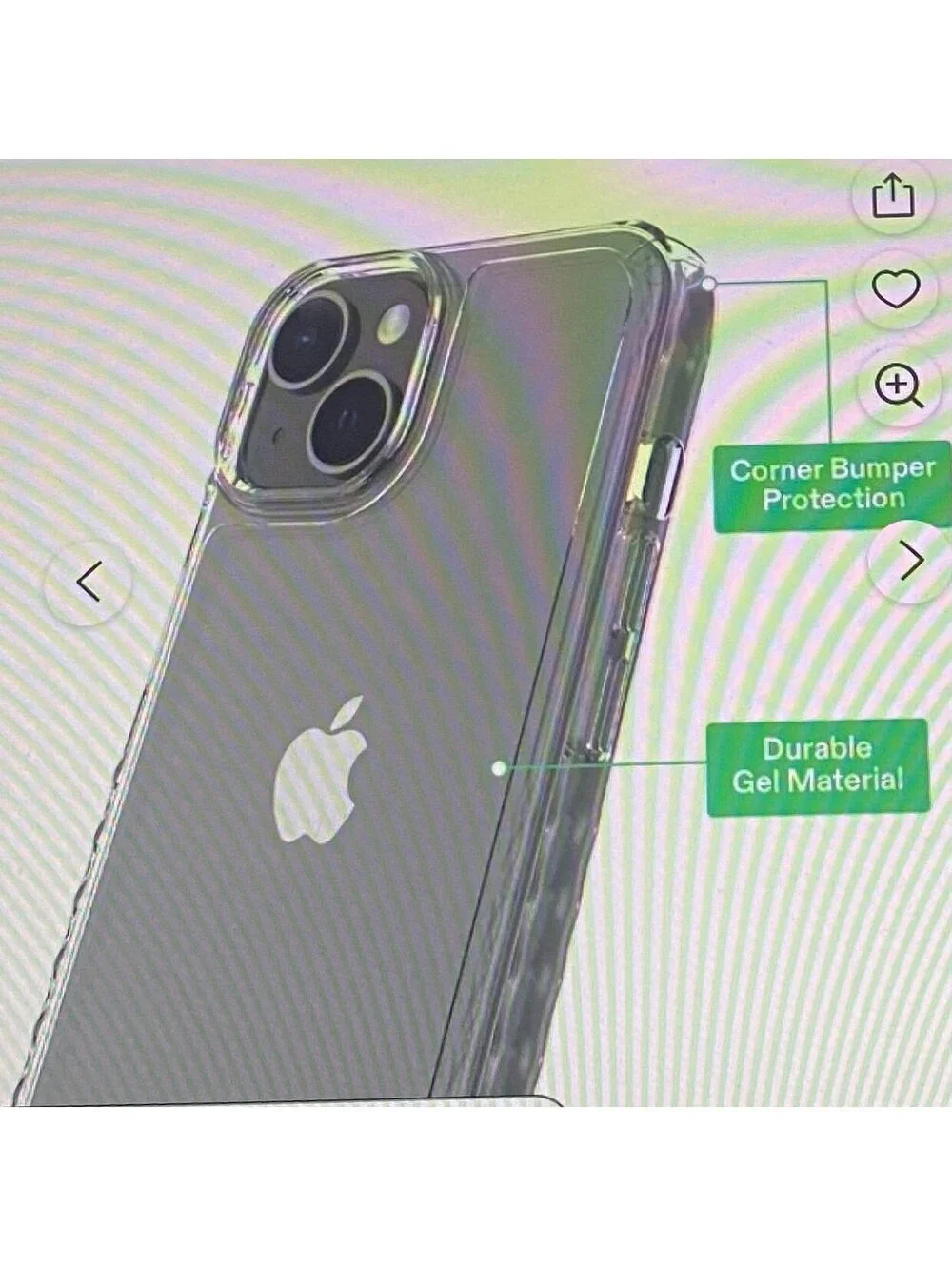 Onn Protective Gel Case for iPhone 15 Plus/14 Plus Clear